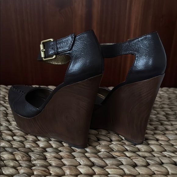 Bottega Veneta  Dark Brown Leather Wedge Heels